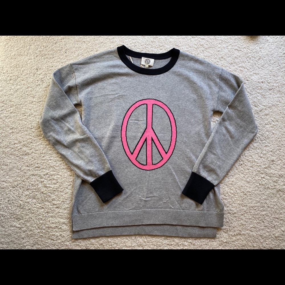 Pink Peace Sweater with High Low Bottom Size S